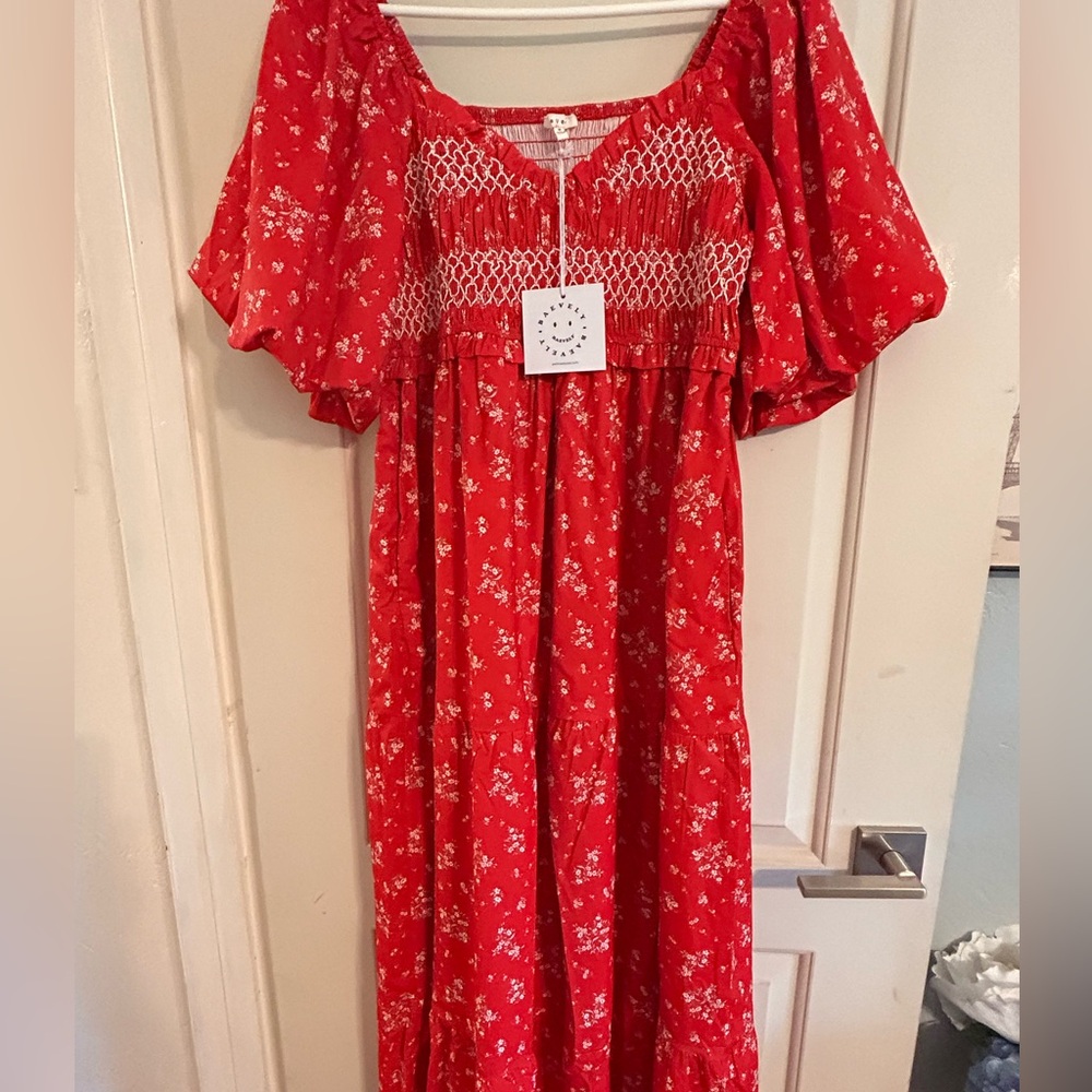 NWT Baevely Floral Smocked Midi/Maxi Puff Dress - Picture 12 of 15